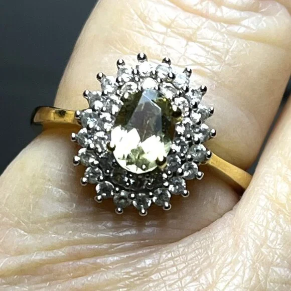 Sphene 14K Gold Vermeil over 925 Sterling Ring Size 8 - Picture 1 of 3
